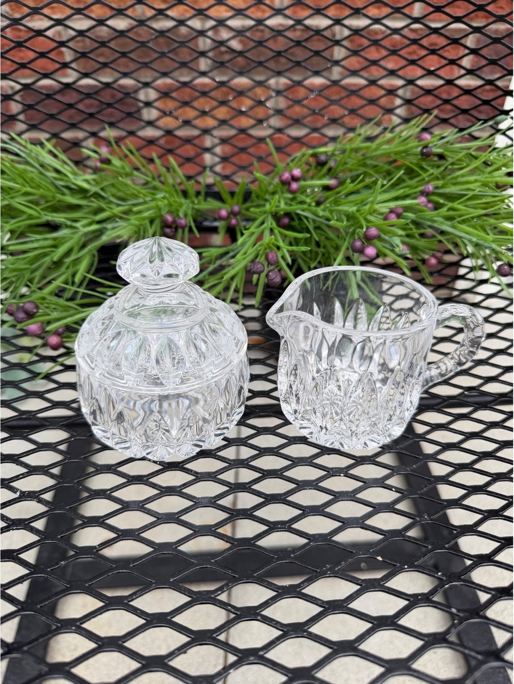 Vintage Gotham Althea Full Lead Crystal Creamer and Sugar Set